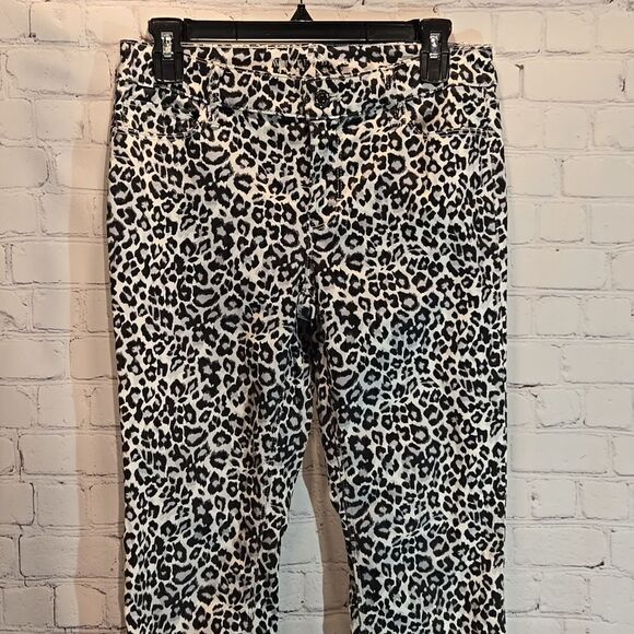 White House Black Market skinny ankle leopard print jeans size 2 - Picture 2 of 9